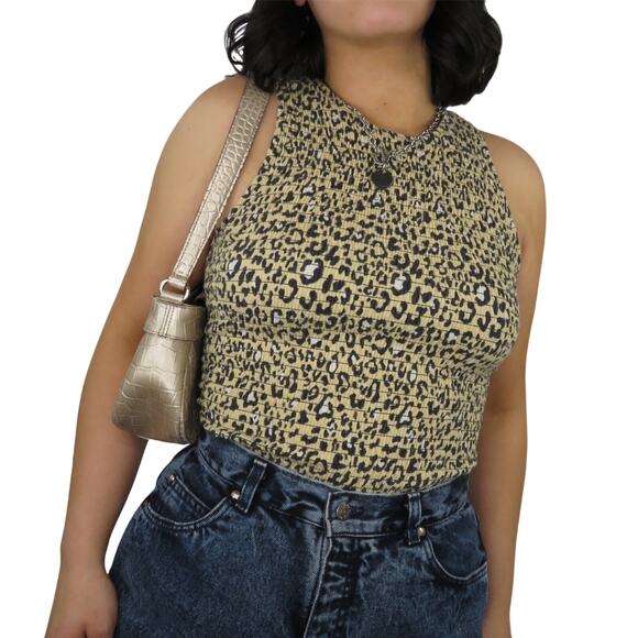 Y2k Vintage Liz Claiborne Gold Leather Baguette Bag Mini Bag - Picture 5 of 5